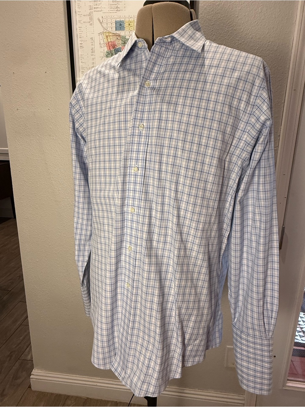 Brooks Brothers 16.5/35 Classic Supima Non-Iron Windowpane French Cuff Shirt - Picture 6 of 8
